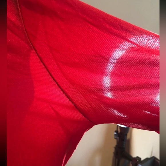 Sheer red button up shirt - Picture 7 of 8